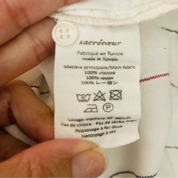 Sacrecoeur striped button front shirt with raglan sleeves and boxy fit. Small - Picture 7 of 8